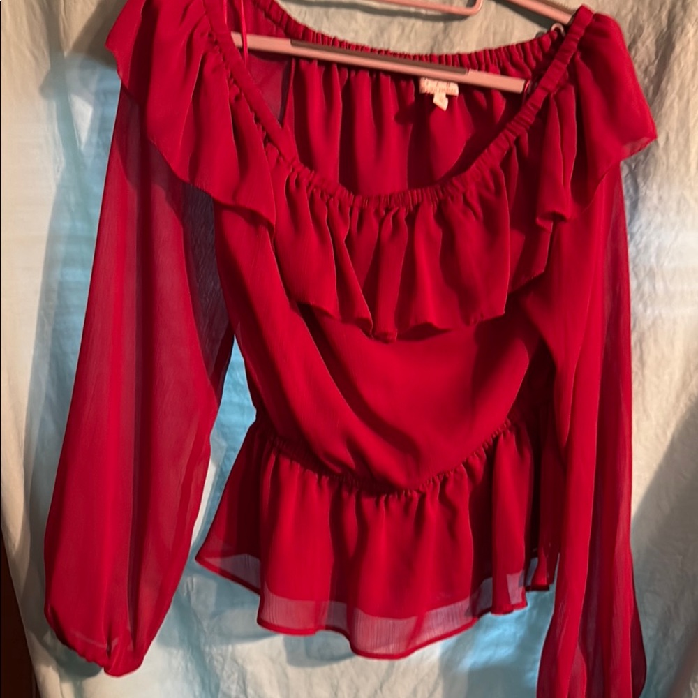 Sofia By Sofia Vergara Red Off-Shoulder Blouse - image 2